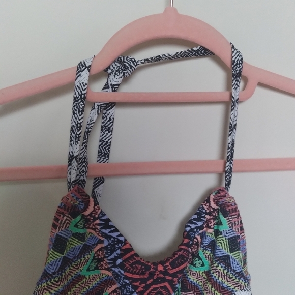 No Boundaries Black and White Embroidered Boho Tankini Top Size 1X - Picture 5 of 12